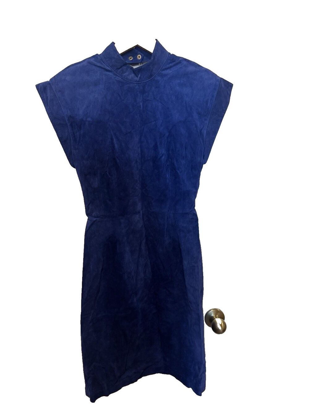 CEDARS 80s Dark Blue Sleeveless Suede Pegged Dress SIZE 8